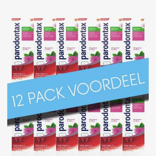 Parodontax Herbal Fresh Tandpasta 12x75ml - Bergamot & Munt, Voor Gezond Tandvlees, Voorkomt Bloedend Tandvlees, Kruidige Smaak