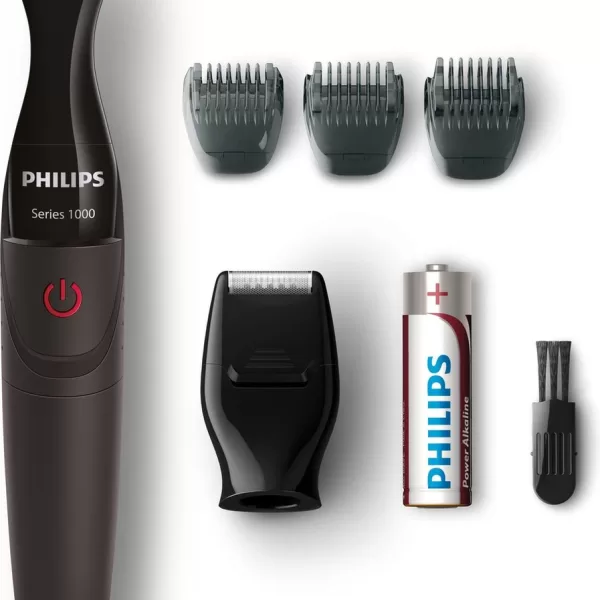 Philips MG1100/16 1000 Serie Precisietrimmer - Baardtrimmer met DualCut, 3 Kammen (1mm, 3mm, 5mm), AA-batterij, Nauwkeurige Styling