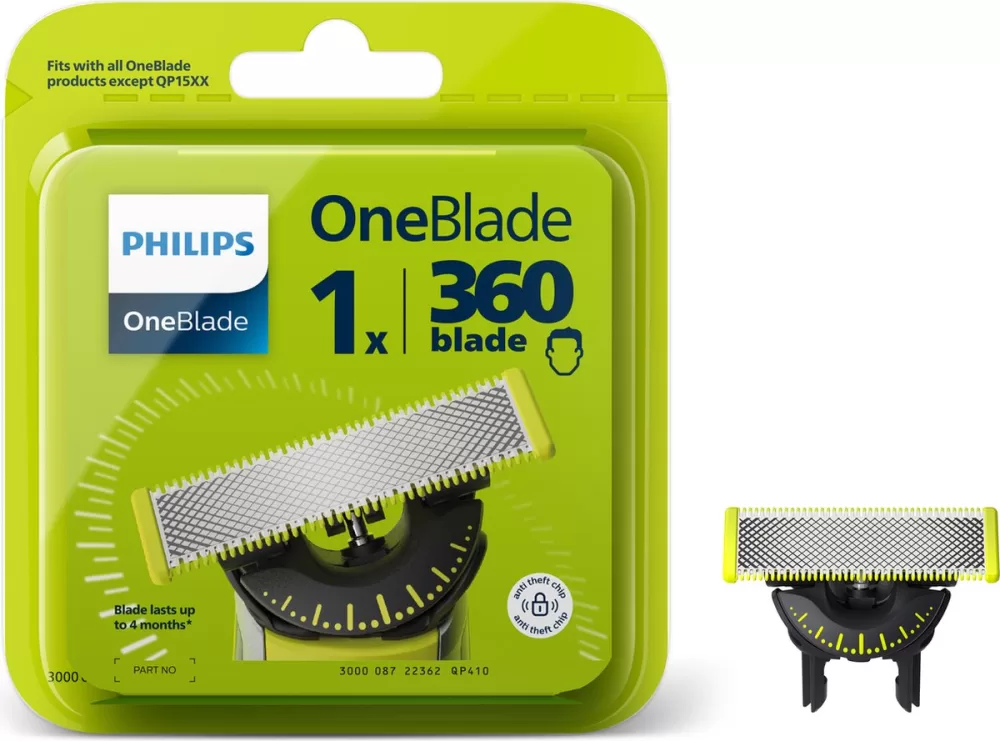 Philips OneBlade 360 QP410/30 Vervangmesjes - 1 Stuk - Trim, Scheer en Style Haar van Elke Lengte - Duurzaam en Comfortabel