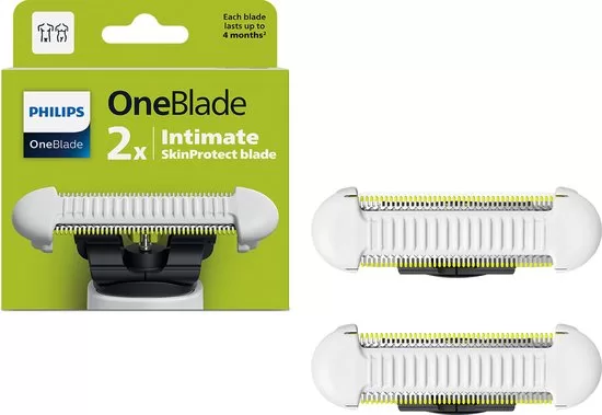 Philips OneBlade SkinProtect Vervangmesjes voor Intieme Huid – 2 Stuks – Comfortabel Scheren met Bescherming tegen Irritatie – QP229/50