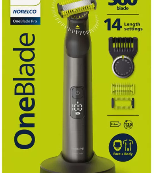 Philips OneBlade Pro 360 QP6651/70 - Trimmer & Scheerapparaat voor Gezicht & Lichaam, 14 Lengtestanden, Huidbescherming, Comfortabel Scheren