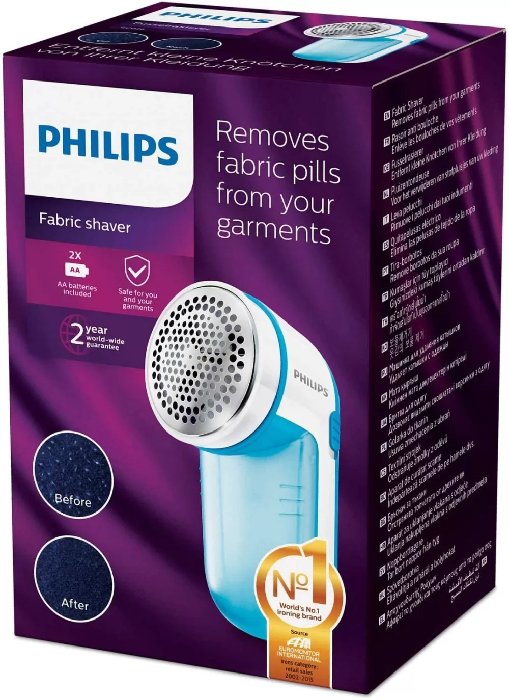 Philips Ontpiller GC026/00 - Pluizentondeuse met 2 AA-batterijen, Grote opvangbak, Eenvoudig schoonmaken, Geschikt voor kleding en dekens