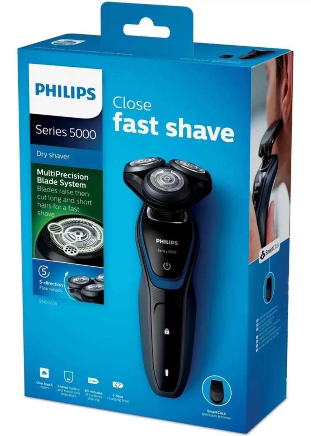 Philips Shaver Series 5000 S5100/06 - Scheerapparaat voor Mannen met MultiPrecision Systeem voor Snelle en Efficiënte Scheerbeurt