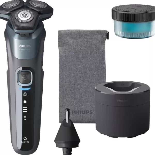 Philips SHAVER 5000 S5586/66 - Elektrisch Scheerapparaat, SteelPrecision-mesjes, SkinIQ, Wet & Dry, Reinigingsstation, Trimmer & Neustrimmer