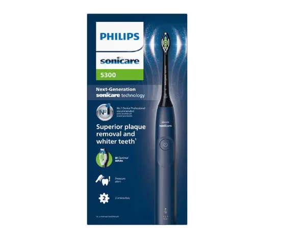 Philips Sonicare 5300 HX7103/01 - Elektrische Tandenborstel, Navy, Wittere Tanden, Minder Tandplak, 2 Intensiteiten, 3 Weken Accuduur