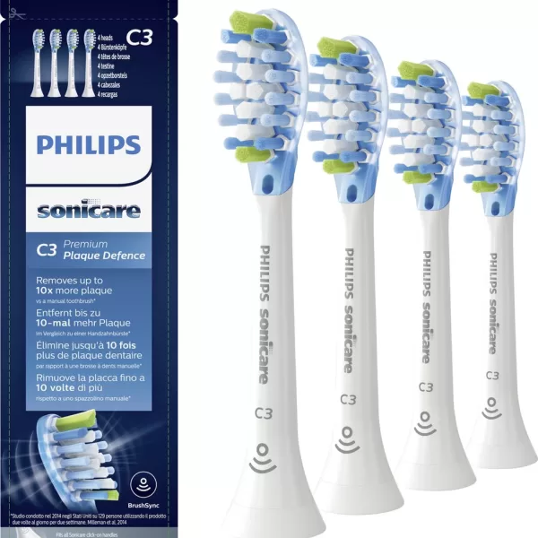 Philips Sonicare C3 Premium Opzetborstel - 10x Tandplakverwijdering, Adaptieve Reiniging, BrushSync™ Technologie, Kliksysteem - Voor Grondige Mondverzorging