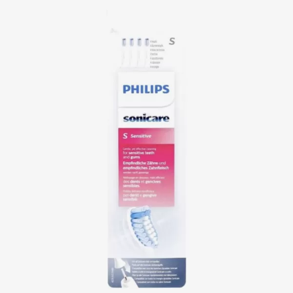 Philips Sonicare Sensitive Opzetborstels HX 6054/07 - 4 Stuks, Ultrazacht voor Gevoelige Tanden, Compatibel met Diverse Modellen