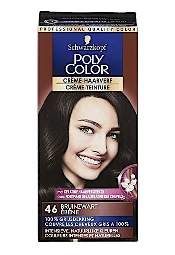 Poly Color Haarverf 46 Bruinzwart - Diepe, Duurzame Kleur met Perfecte Grijsdekking voor een Natuurlijk Resultaat