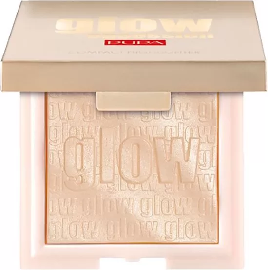 Pupa Milano Glow Obsession Highlighter – Compact, Light Gold 100, Zijdezachte Textuur, Ultra Fijne Pareldeeltjes voor Stralende Huid