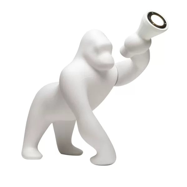 Qeeboo Kong XS Tischleuchte in Ivory - Verstellbarer Arm, dekorative Gorilla-Design, ideal für Innenräume, entworfen von Stefano Giovannoni