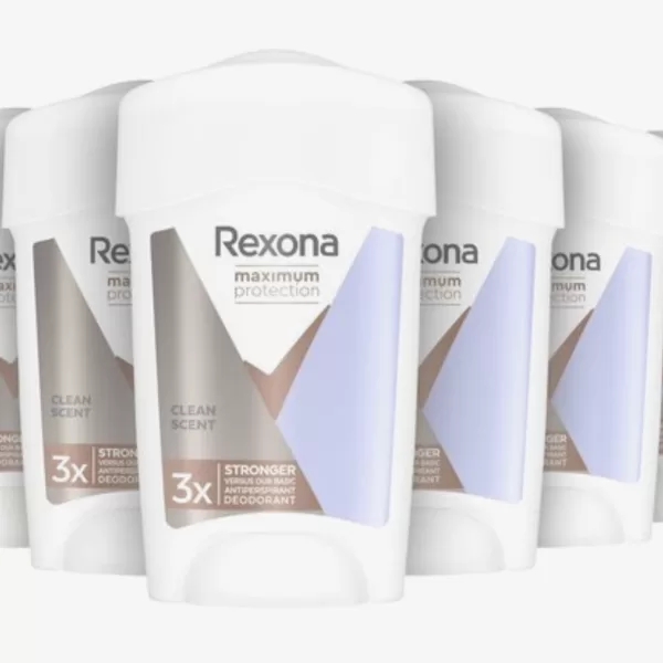 Rexona Women Maximum Protection Deodorant Stick 6x45ml - 48u Bescherming, Clean Scent, TRIsolid Technologie, Alcoholvrij, Dermatologisch Getest