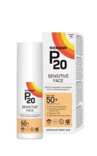 Riemann P20 Zonnebrand Sensitive Face SPF50+ 175ML - Hydraterende, niet-vette zonnebrand voor gevoelige huid, 10 uur bescherming, vegan, met Vitamine C & E