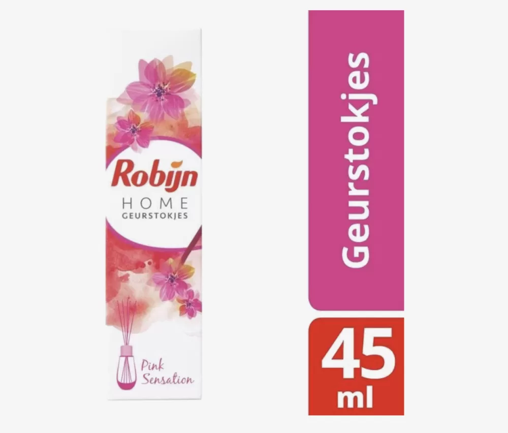 Robijn Geurstokjes Pink Sensation – Elegante Bloemengeur voor Woonkamer, Slaapkamer en Badkamer, Natuurlijke Rotanstokjes, Stijlvol Flesje