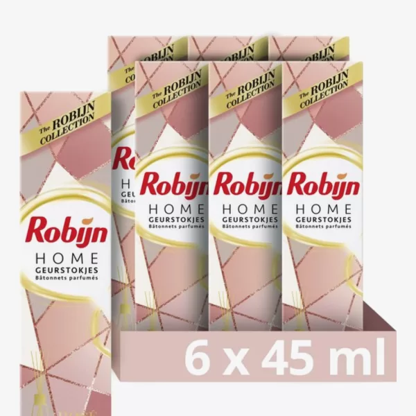 Robijn Home Rosé Chique Geurstokjes – 6x45ml Voordeelverpakking – Langdurige geurverspreiding voor woonkamer, slaapkamer en badkamer