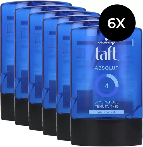 Schwarzkopf Taft Absolut Styling Gel 4/15 - 6 x 300 ml | Starkes Halt & Glanz für jeden Haartyp | Haarstyling Gel