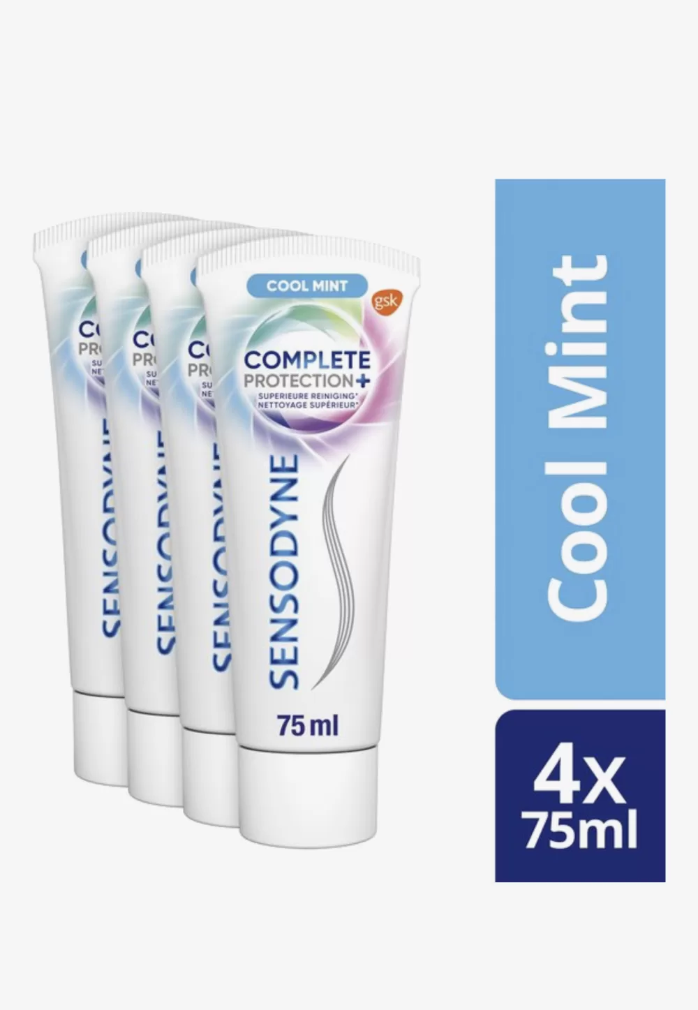 Sensodyne Complete Protection + Cool Mint Tandpasta - Voordeelverpakking 4x75ml - Voor Gevoelige Tanden, Verfrissend, Recyclebaar