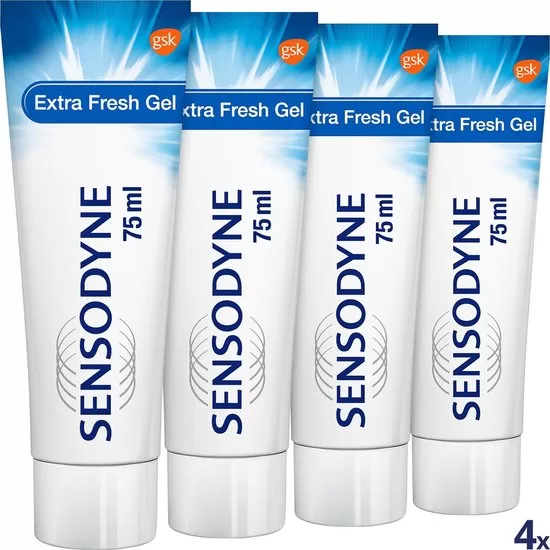 Sensodyne Extra Fresh Gel - 4 x 75 ml - Tandpasta voor Gevoelige Tanden - Frisse Smaak, Minder Gevoeligheid, Langdurige Verfrissing