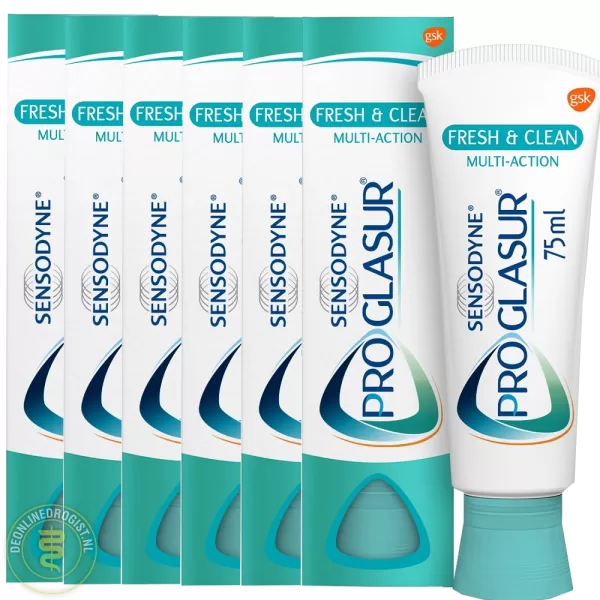 Sensodyne Proglasur Fresh & Clean Tandpasta 6x75ml - Multi-Action, Bescherming tegen Tanderosie, Voor Gevoelige Tanden, Verfrissend en Gezond