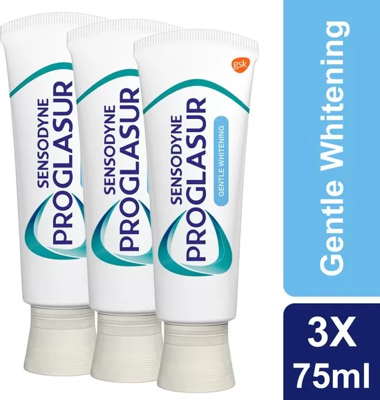 Sensodyne Proglasur Multi Action Tandpasta - Gentle Whitening - 75ml - Voordeelverpakking 3 Stuks - Bescherming & Herstel Gevoelige Tanden