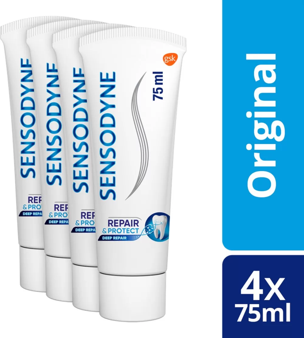 Sensodyne Repair & Protect Deep Repair Tandpasta Cool Mint 4x75ml - Voor Gevoelige Tanden, Klinisch Bewezen, Met NovaMin Formule