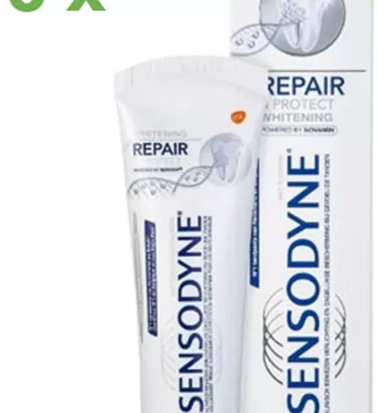 Sensodyne Repair & Protect Whitening Tandpasta 6-pack | Herstelt Gevoelige Tanden | Frisse Mintsmaak | Natuurlijke Witte Kleur