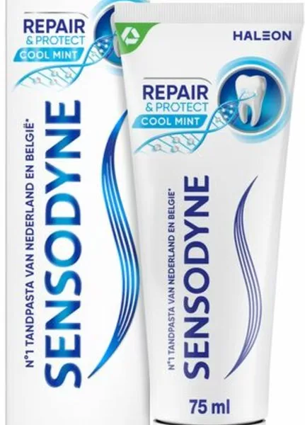 Sensodyne Tandpasta Repair & Protect Cool Mint 75 ml - Voor gevoelige tanden, met NovaMin formule en fluoride, versterkt en herstelt.