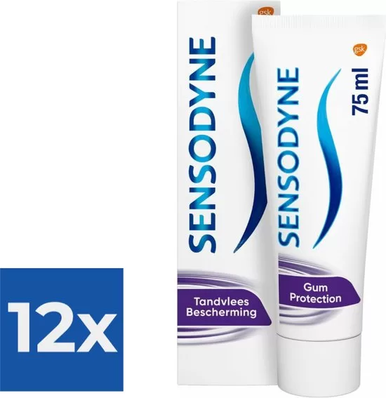 Sensodyne Tandpasta Tandvlees Bescherming 75ml - Voordeelverpakking 12 stuks - Verlicht Gevoeligheid en Beschermt Tanden tegen Tandbederf