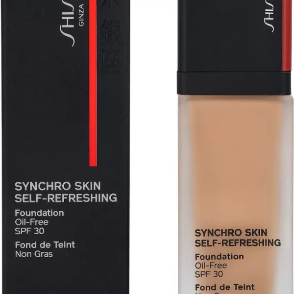 Shiseido Synchro Skin Liquid Foundation 350 Maple - 30ml, SPF 30, Langdurige, Zelfverfrissende Formule voor een Perfecte Teint