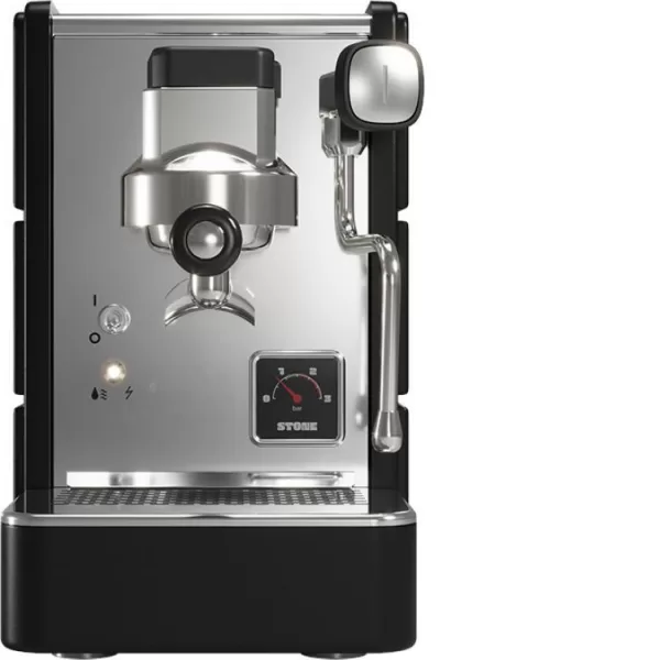 STONE Plus Siebträgermaschine Schwarz – Kompakte Zweikreiser mit PID-Regulierung, 12 bar Druck, 1,5l Kaffeeboiler, 0,8l Dampfboiler, 1200W Leistung