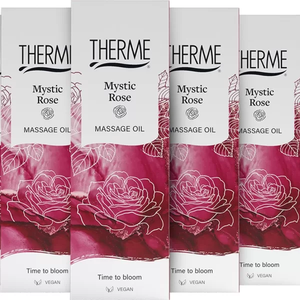 Therme Massage Olie Mystic Rose 6x125ml - Verzorgende, Vegan Massageolie met Rozengeur, Lychee & Cacao voor Zijdezachte Huid