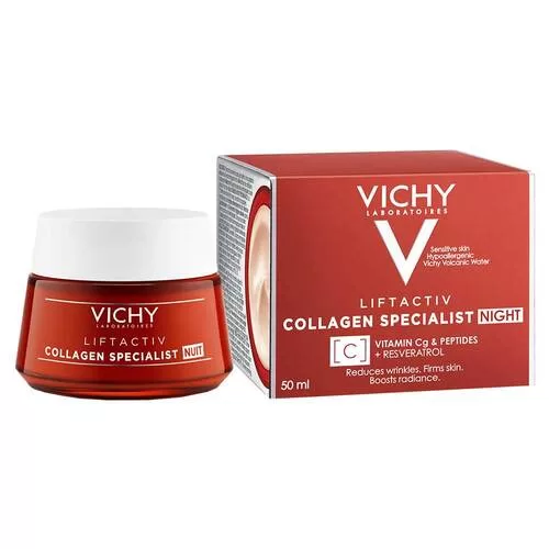 Vichy Liftactiv Collagen Nachtcrème 50ml – Anti-aging, vermindert rimpels en pigmentvlekken, verstevigt huid, hypoallergeen