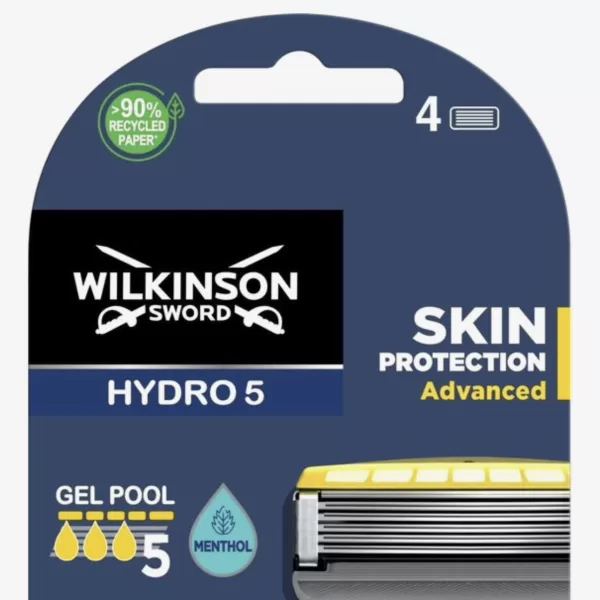 Wilkinson Hydro 5 Skin Protection Scheermesjes - 4 stuks, Schokabsorberend, 40% Minder Frictie, Fliptrimmer, Comfortabel Scheren