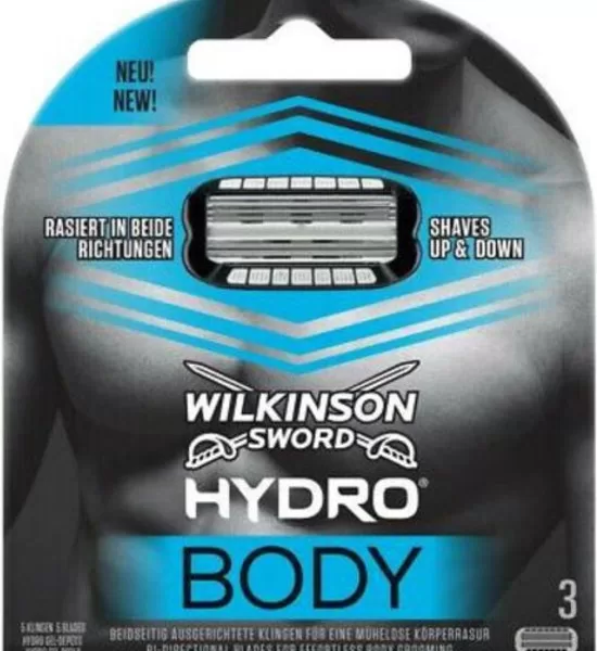 Wilkinson Hydro Body Scheermesjes - 3 Stuks, Bidirectioneel, Hydraterende Gel, Voor Gevoelige Huid, Navulverpakking, Huidbescherming