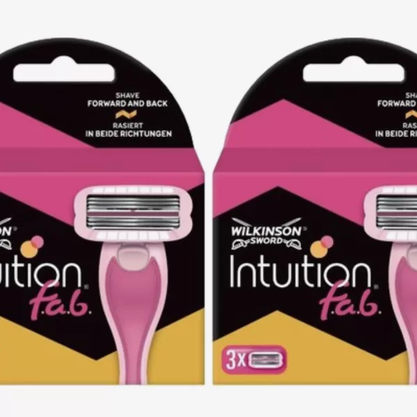 Wilkinson Intuition f.a.b. Scheermesjes - 6 stuks (2x3) voor Dames, Dubbele Scheerfunctie, Watergeactiveerde Gel, Voor F.A.B. Scheerhouder