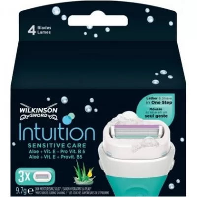 Wilkinson Intuition Naturals Sensitive Care Rasierer – 3 Stück, sanfte Hautpflege, ideal für empfindliche Haut, 3-in-1 Rasur & Pflege