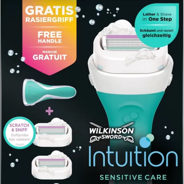 Wilkinson Intuition Sensitive Care Scheermes Voordeelverpakking - 3 Stuks, Hydraterend, Aloë Vera, Huidvriendelijk, Bewegende Kop