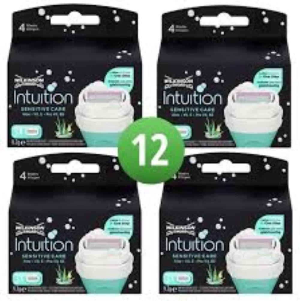 Wilkinson Intuition Sensitive Scheermesjes - Voordeelverpakking 4x3 Stuks - Groen - Met Aloe Vera & Vitamine E voor Gevoelige Huid