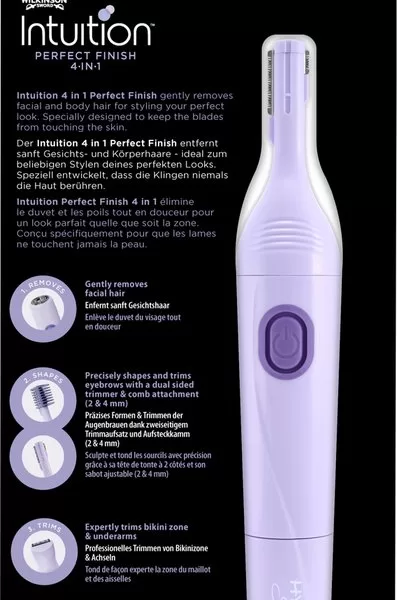 Wilkinson Sword Intuition Perfect Finish 4-in-1 Trimmer & Styler - Gezicht, Wenkbrauwen, Oksels, Bikinizone - Pijnloos en Waterdicht