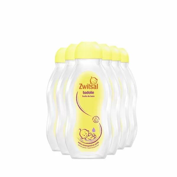 Zwitsal Baby Badolie Voordeelverpakking - 6 x 200ml - Hypoallergeen, Dermatologisch Getest, Voor Droge & Gevoelige Huid, Mild & Verzachtend