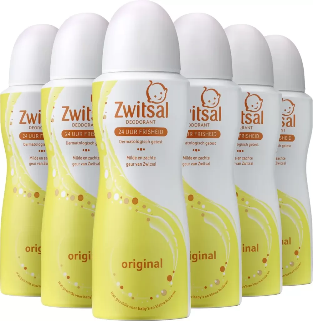 Zwitsal Original Deodorant – 6 x 100 ml – Zachte, Alcoholvrije Deodorant met Iconische Geur voor Tieners en Vrouwen – Dermatologisch Getest