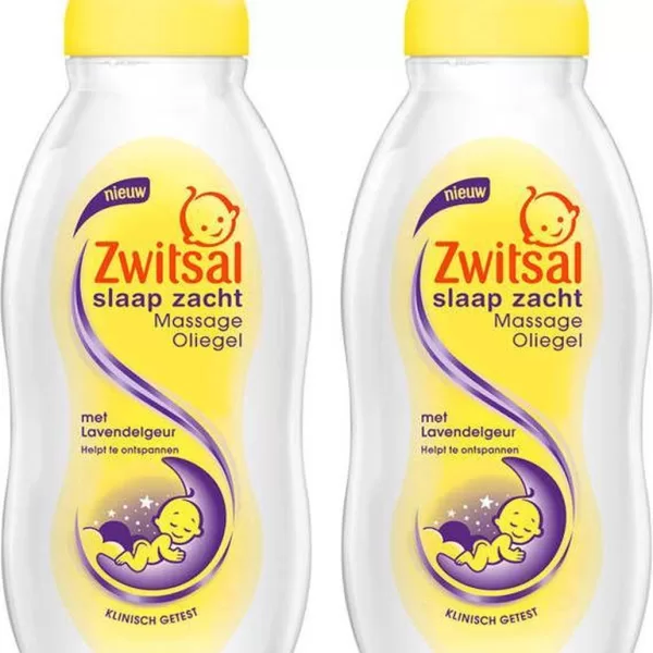 Zwitsal Slaap Zacht Massageolie Gel met Lavendel – 2 x 200 ml – Rustgevende Babyverzorging voor een Zacht Huidje en Betere Slaap