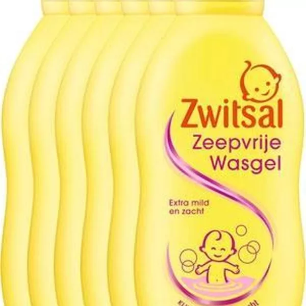 Zwitsal Zeepvrije Wasgel voor Baby's - 6 x 200 ml - Hypoallergeen, pH-neutraal, Dermatologisch Getest, Extra Verzorgend & Hydraterend