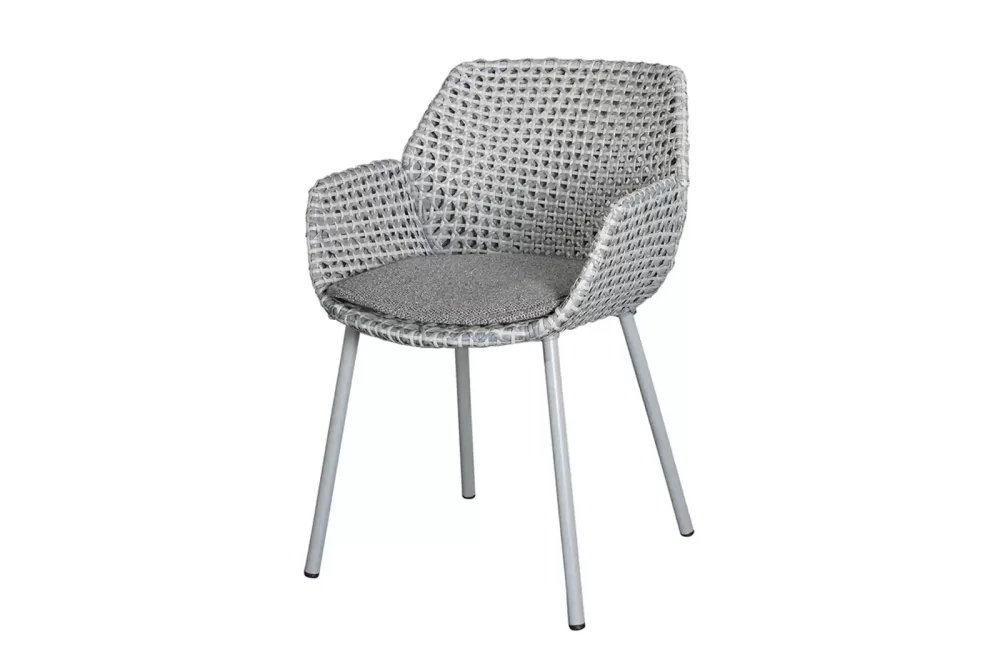 Cane-line Vibe Gartenstuhl mit Armlehne – Light Grey/Grey/Taupe inkl. Dark Grey Kissen, wetterfest, komfortabel, Design von Welling/Ludvik