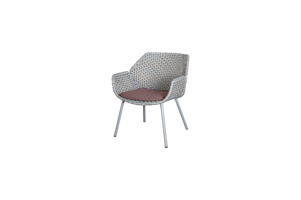 Cane-line Vibe | Loungesessel | Light Grey/Grey/Taupe, Kissen Bordeaux
