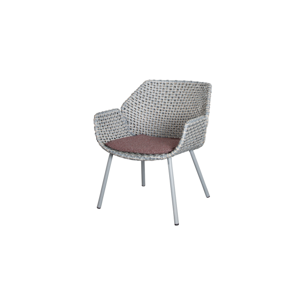 Cane-line Vibe | Loungesessel | Light Grey/Grey/Taupe, Kissen Bordeaux