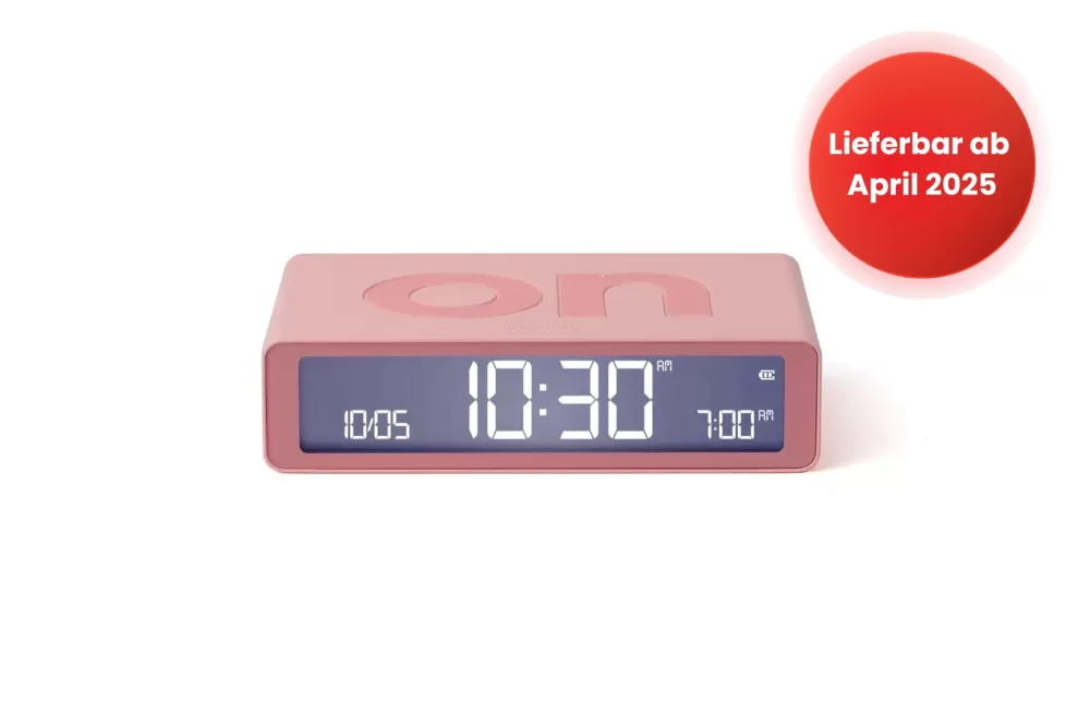 LEXON Flip Classic Wecker - Reversibler LCD-Wecker in Rosa mit Akku, intuitiver Bedienung & elegantem Design - Perfekt für Nachttisch & unterwegs