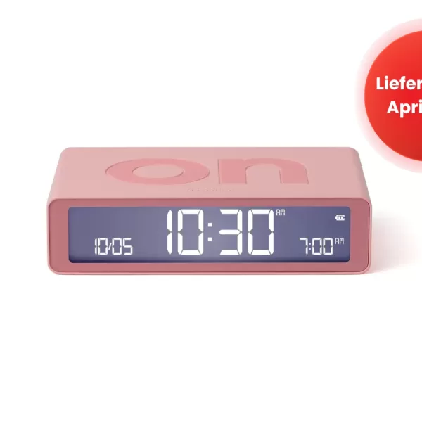 LEXON Flip Classic Wecker - Reversibler LCD-Wecker in Rosa mit Akku, intuitiver Bedienung & elegantem Design - Perfekt für Nachttisch & unterwegs