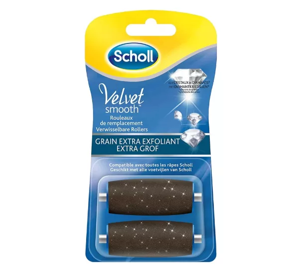 Scholl Velvet Smooth Fußpflegegerät in Schwarz – Effektive Hornhautentfernung für seidig glatte Füße, elektrische Fußfeile für Zuhause