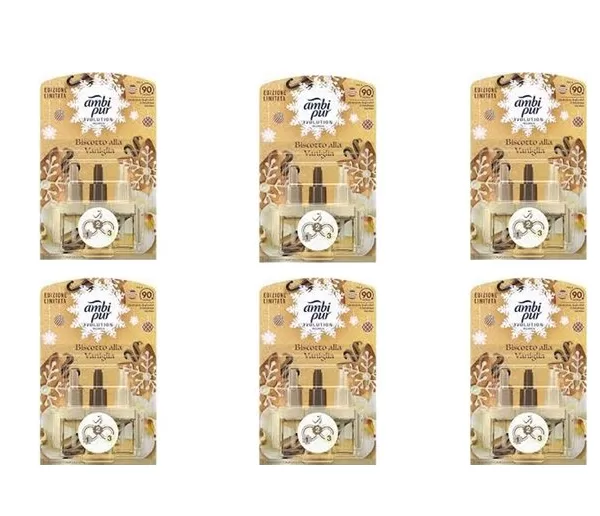 Ambi Pur 3volution Electric Refill Vanille Cookie - 6 x 20 ml - Afwisselende geurverspreider voor een frisse huisgeur