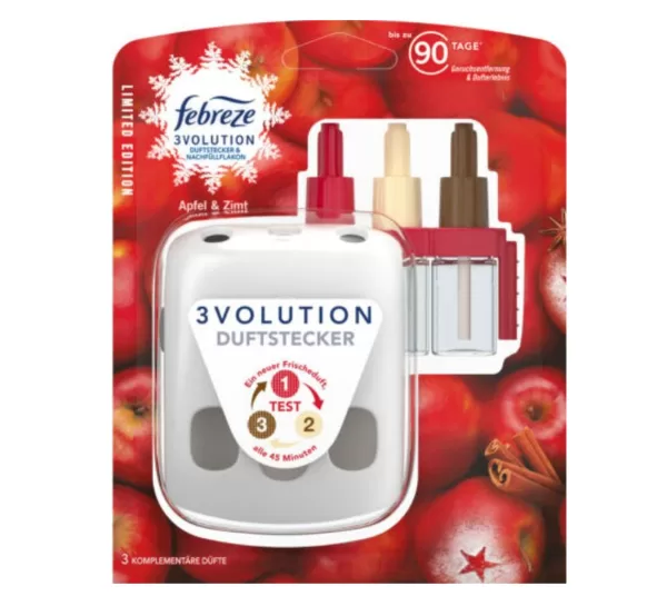 Ambi Pur Febreze 3Volution Starterset - Appel & Kaneel Luchtverfrisser met 3 Geuren, Instelbare Intensiteit, 90 Dagen Frisheid